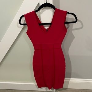 Red bcbg skin tight bandage dress